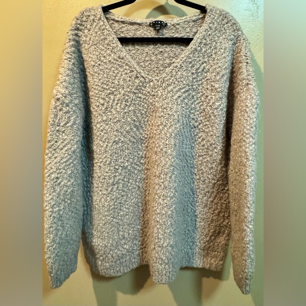 Tribal Tan V-Neck Sweater with Textured Knit